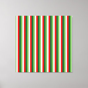 Green, Star White And Red Clover Pinstripes Canvas Print