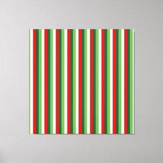 Green, Star White And Red Clover Pinstripes Canvas Print