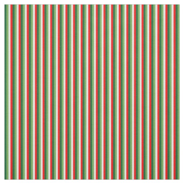Green, Star White And Red Clover Pinstripes Fabric (Swatch)