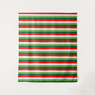 Green, Star White And Red Clover Pinstripes Tapestry