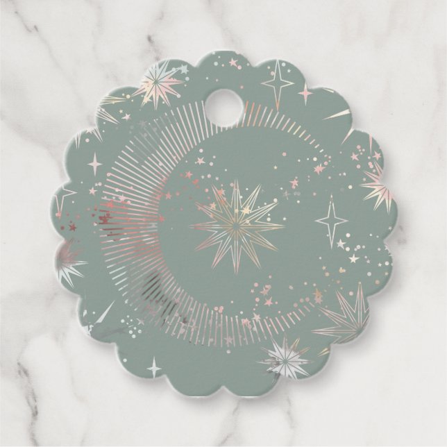 Green Starburst  Favour Tags (Front)