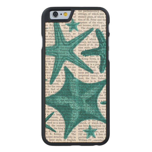 Green Starfish Collection 2 Carved Wood iPhone Case (Back)