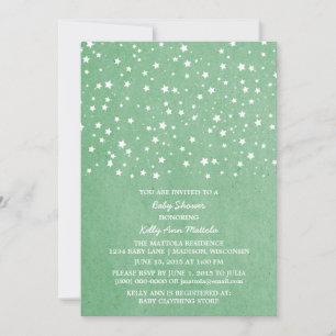 Green Starry Night Baby Shower Invite