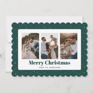 Green Starry Night Photo Merry Christmas Card
