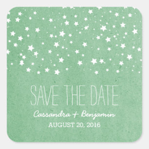 Green Starry Night Save the Date Stickers