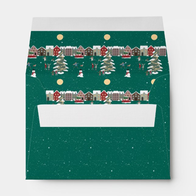 Green Starry Night Sparkles Envelope (Back (Bottom))