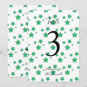 Green Stars Background Table number cards