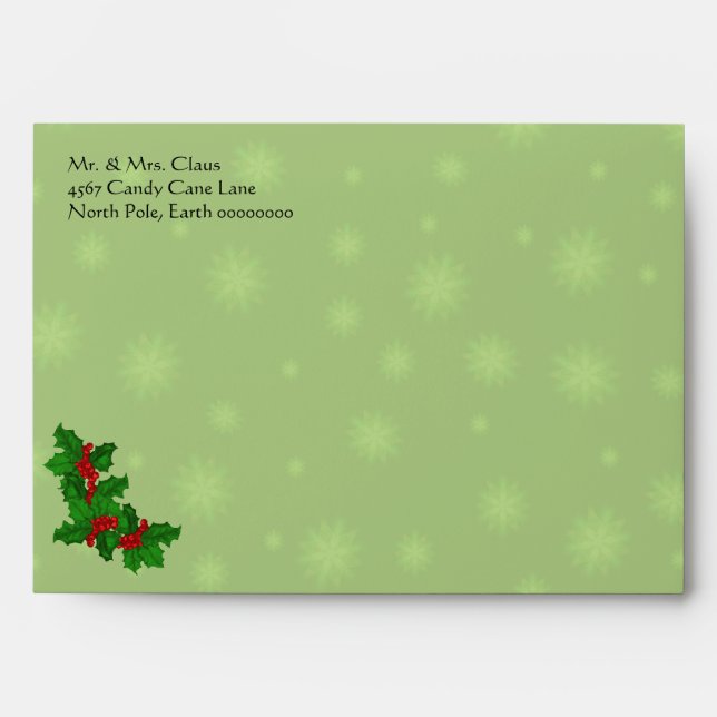 Green Stars Fantasy Christmas A7 Envelopes (Front)