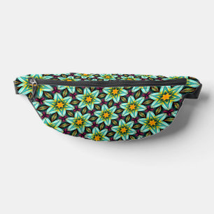 Green Stars Floral Pattern Bum Bags