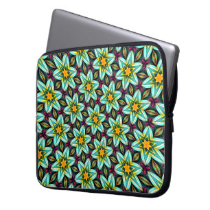Green Stars Floral Pattern Laptop Sleeve