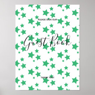 Green Stars Modern design Book Sign Poster