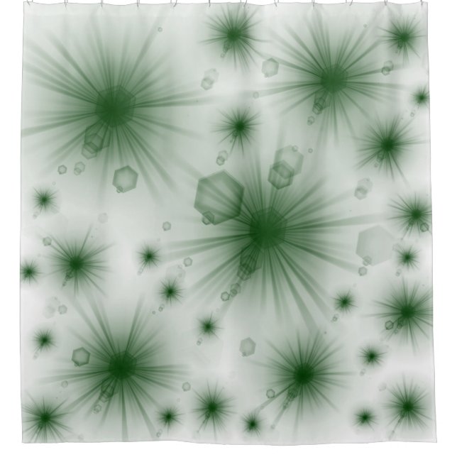 green stars shower curtain (Front)