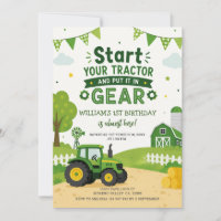 Green Start Your Tractor Cute Boy Birthday farm