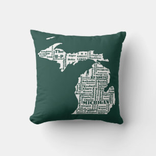 Green State of Michigan Cities Cushion