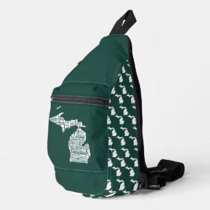 Green State of Michigan Cities Sling Bag