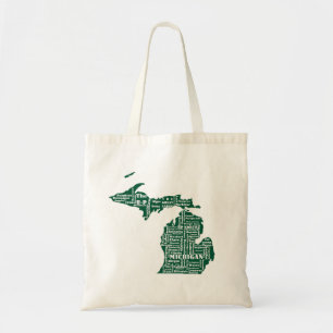 Green State of Michigan Cities Tote Bag