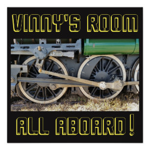 Green Steam Engine Train Wheels Poster