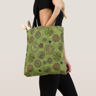 Green Steampunk Gear Medallion tote bag
