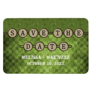 Green Steampunk Keys Save the Date Flexi Magnet