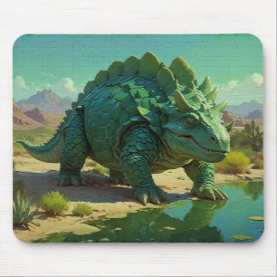 Green Stegosaurus and Desert Pool Mouse Pad