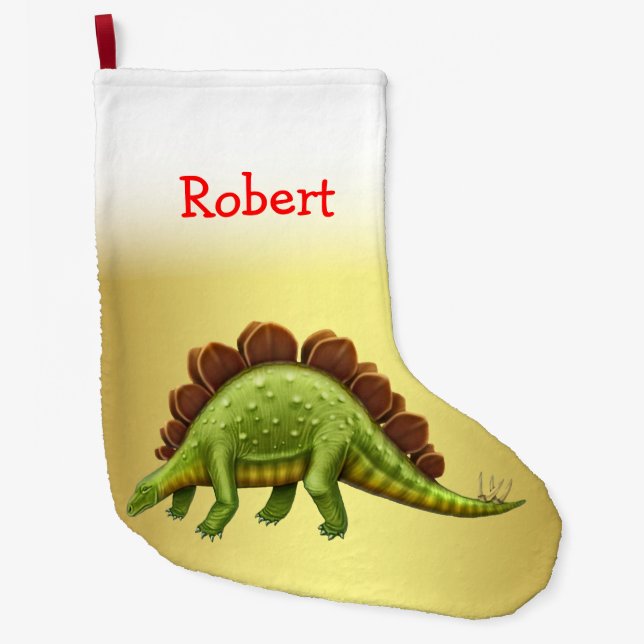 Green Stegosaurus Dinosaur Christmas Stocking (Front)