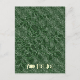 Green Stencil Rosebud Floral Customisable Postcard
