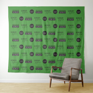 Green step and repeat Company Sponsor logos Tapestry