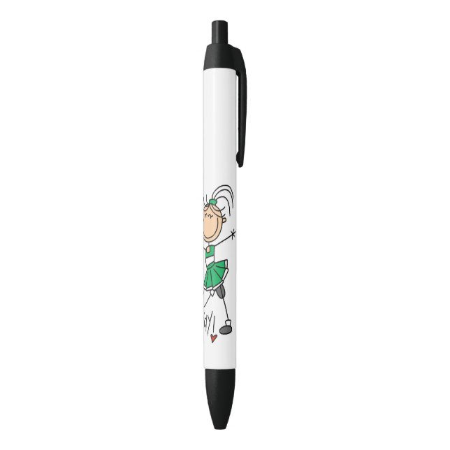 Green Stick Figure Cheerleader Black Ink Pen (Bottom (Vertical))