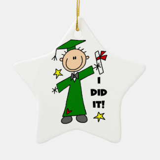 Green Stick Figure Male Graduate Ceramic Tree Decoration