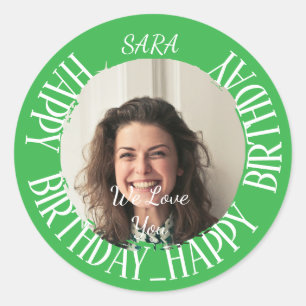 green Sticker for birthday fully customisable