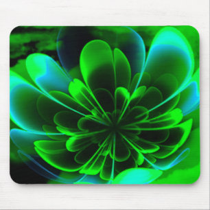 Green Stilized Corolla Bent Up Petals Mouse Pad