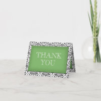 Green Stitched Damask Thank You Note Cards