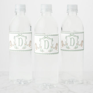 Green Stork Baby Shower Water Bottle Labels