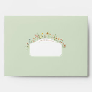 Green Storybook Woodland Wildflower Baby Shower Envelope