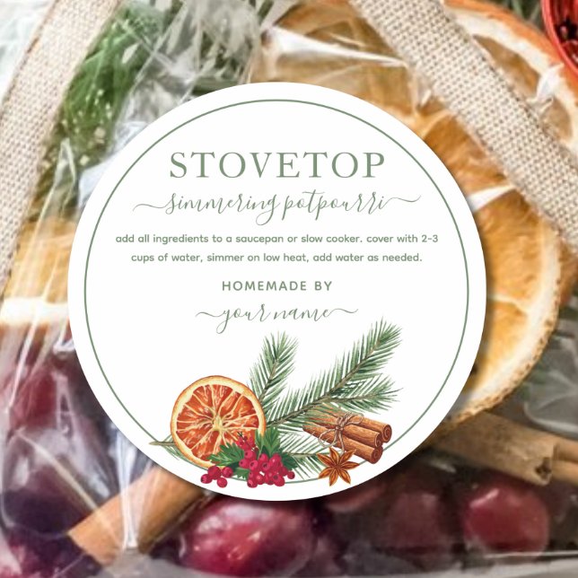 Green Stovetop Potpourri Label Sticker (Creator Uploaded)