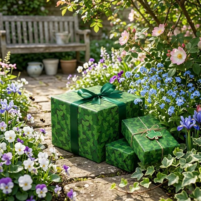 Green Strawberry Leaves Wrapping Paper (Creator Uploaded)