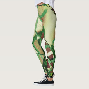 Green streaks on brown, drizzled image leggings