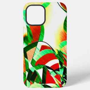 Green streaks over coral orange image with drizzle iPhone 12 pro max case