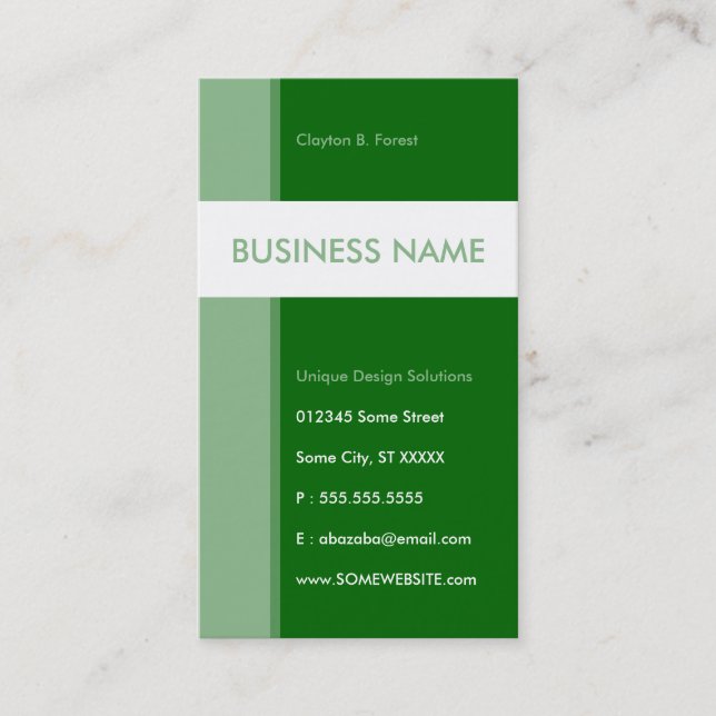 green streamline business card (Front)