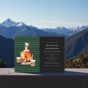 Green Stripe Amber Whiskey Bachelor Bash Invite
