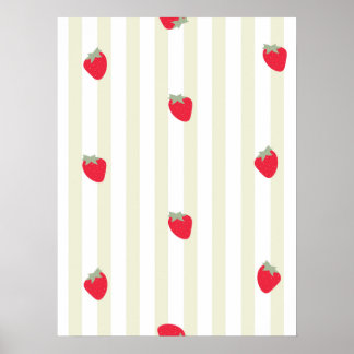 Green stripe and cherries poster