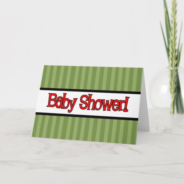 Green Stripe Baby Shower Invitations (Front)
