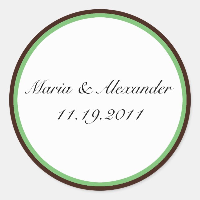 Green Stripe Chocolate Brown Seals / Stickers (Front)