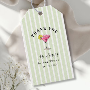 Green Stripe Cocktail Bridal Shower Gift Tags