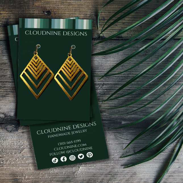 Green Stripe Earring Necklace Jewellery Display Ca (Creator Uploaded)