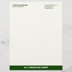 Green stripe ecru professional business company personalised letterhead