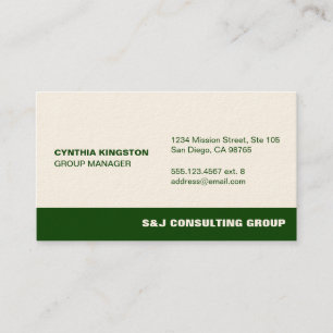 Green stripe ecru professional employee company business card