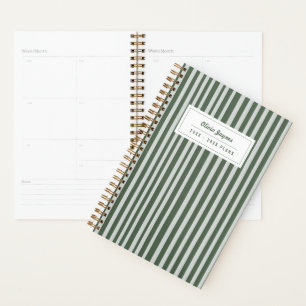 Green Stripe Elegant Personalised 2027 Monthly Planner