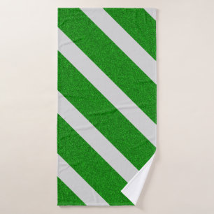Green Stripe Glitter Bath Towel