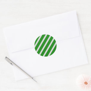 Green Stripe Glitter Classic Round Sticker